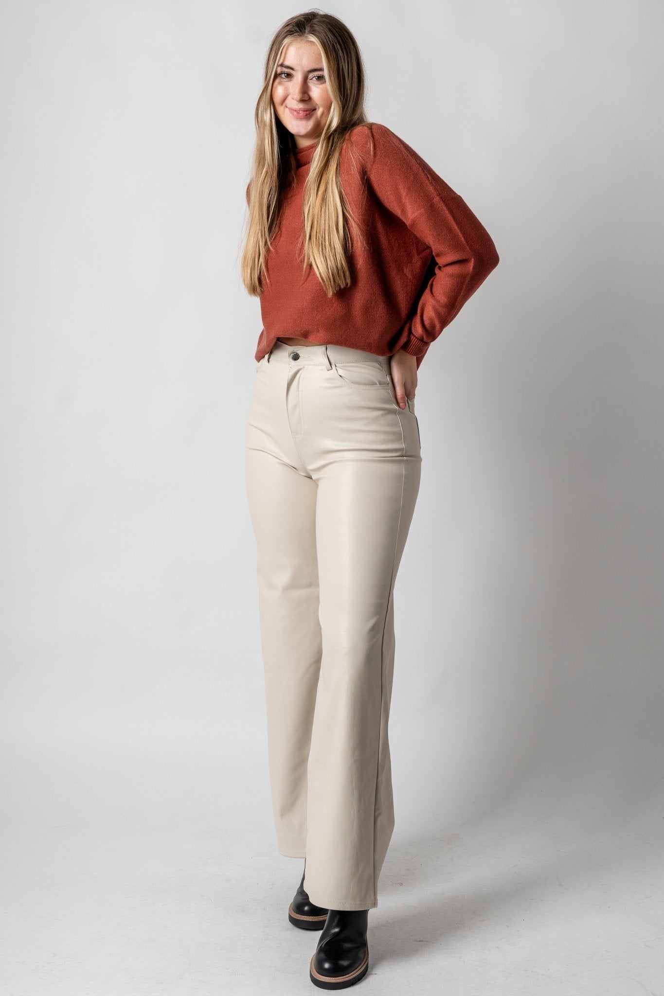 Buy Dark Brown Solid Straight Pants Online - W for Woman